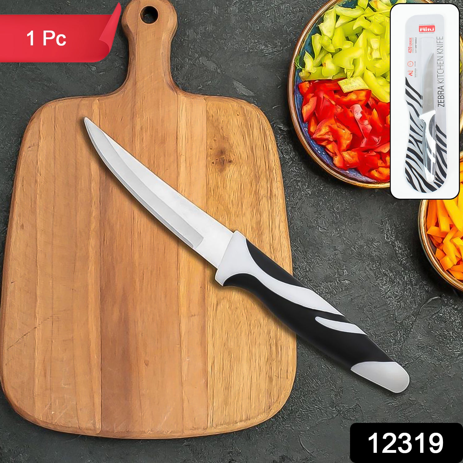 Ritu Sharp Stainless Steel Blade Zebra Kitchen Knife
