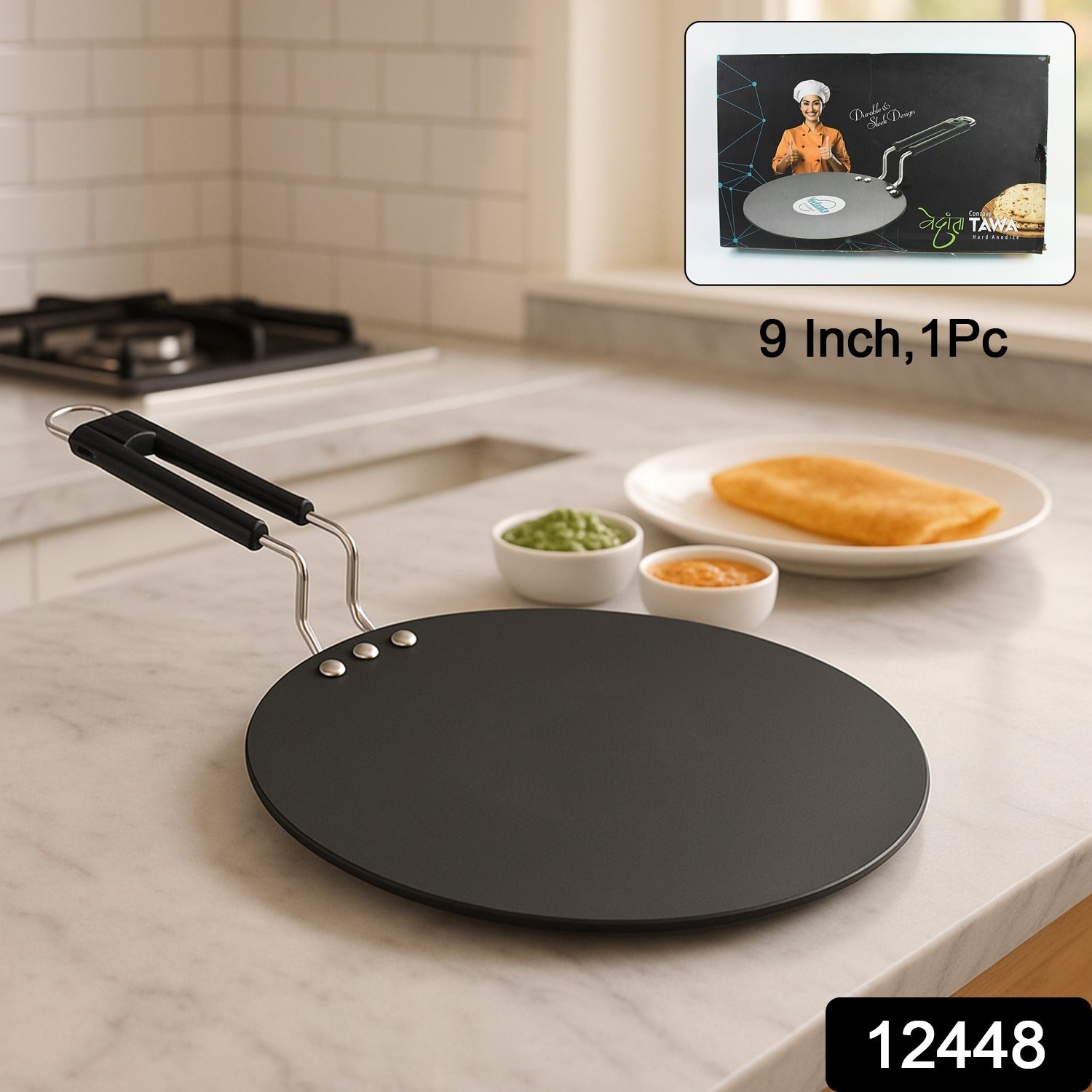 Compact Non-stick Flat Roti Tawa (9 Inch 1 Pc)