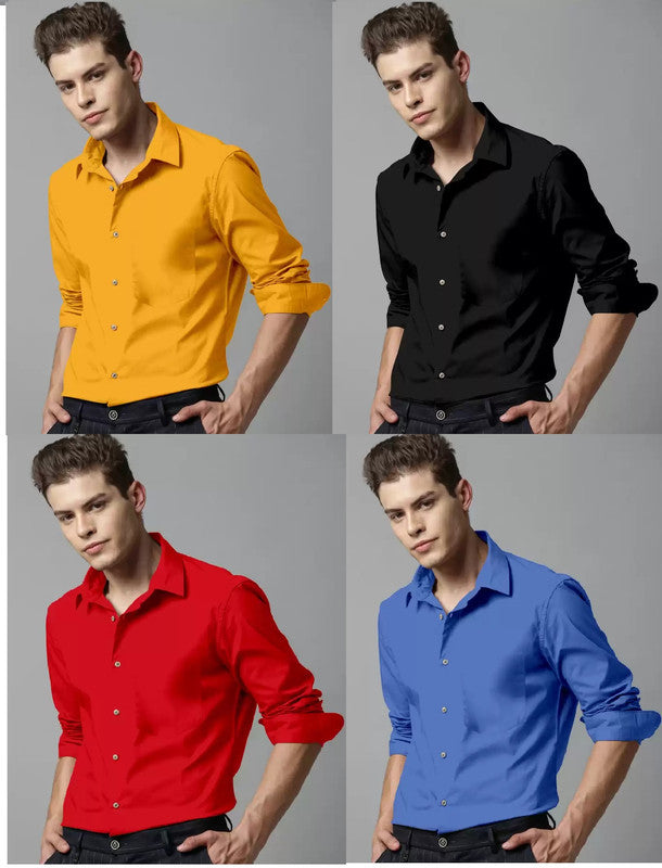 Combo of 4 Casual Shirts for Men (Multicolor)